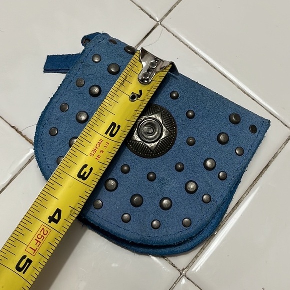 Free People Studded Clip On Wallet Blue Suede New - Picture 14 of 16